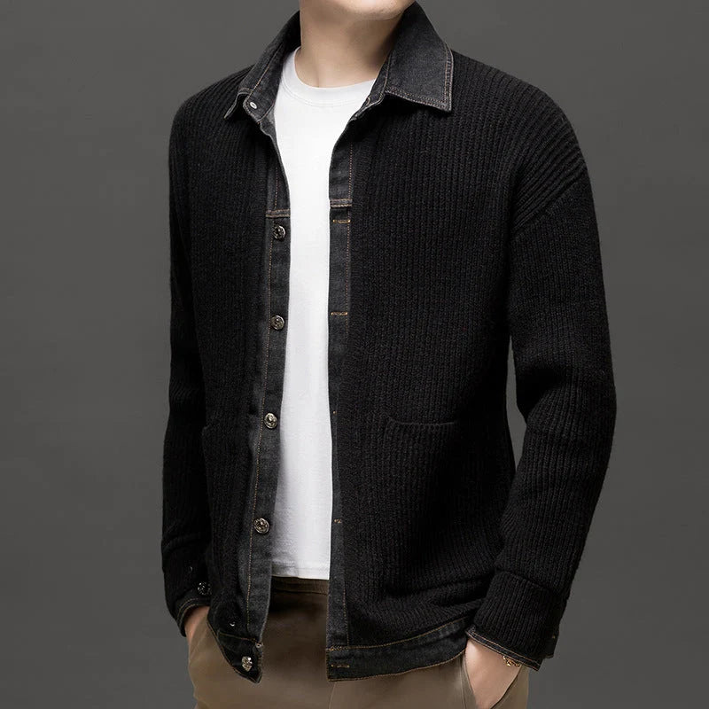 Men's Knitted Cardigan with Button Closure and Collar 2