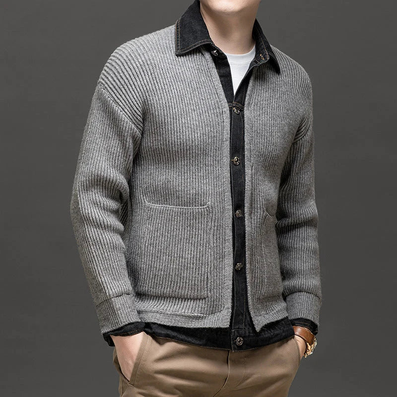 Men's Knitted Cardigan with Button Closure and Collar 4
