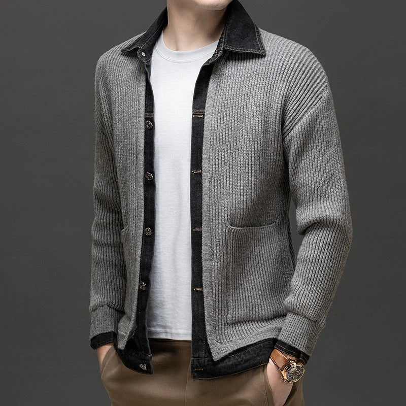 Men's Knitted Cardigan with Button Closure and Collar 7