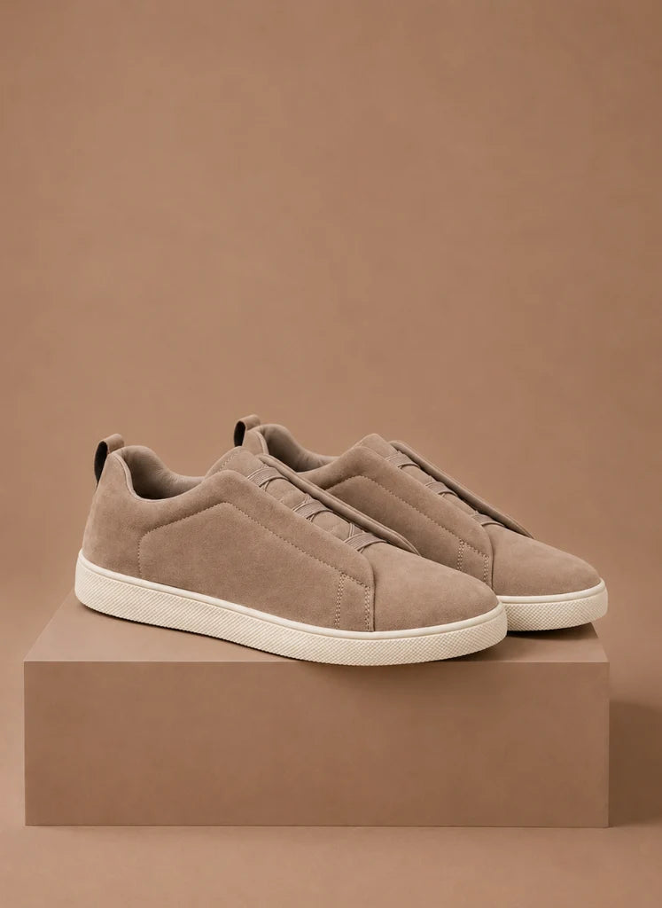 Men's Laceless Suede Slip-On Sneakers with Lightweight Sole 0