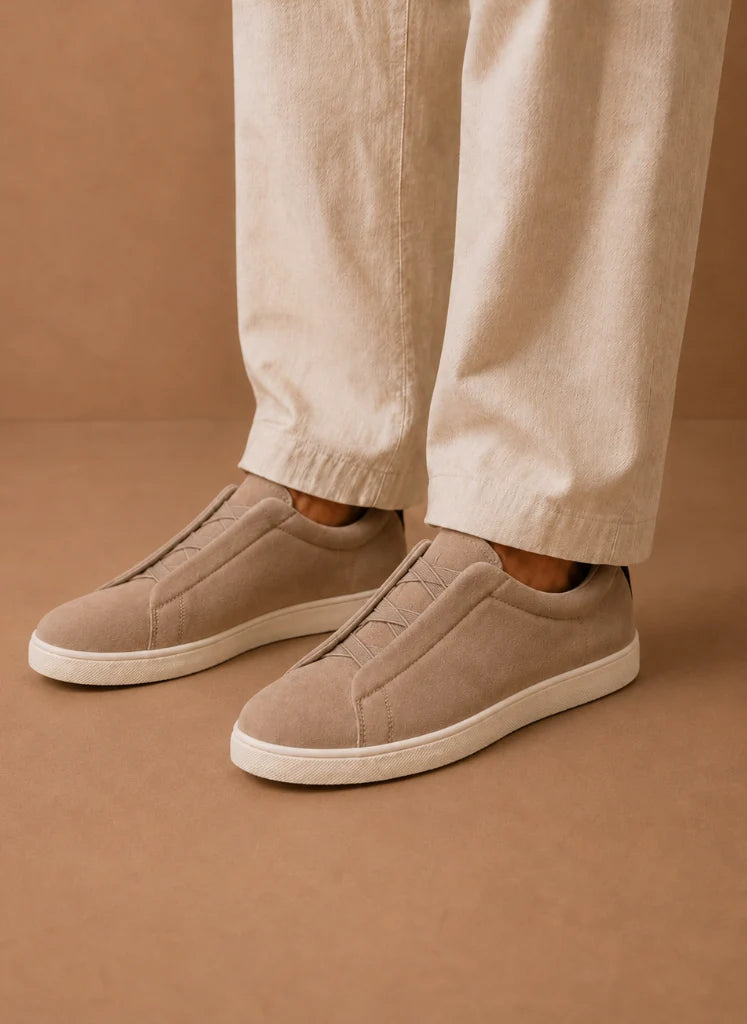 Men's Laceless Suede Slip-On Sneakers with Lightweight Sole 1