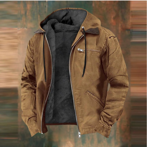 Men's lightweight hooded zip-up jacket featuring secure pockets, perfect for outdoor activities and casual wear. 0