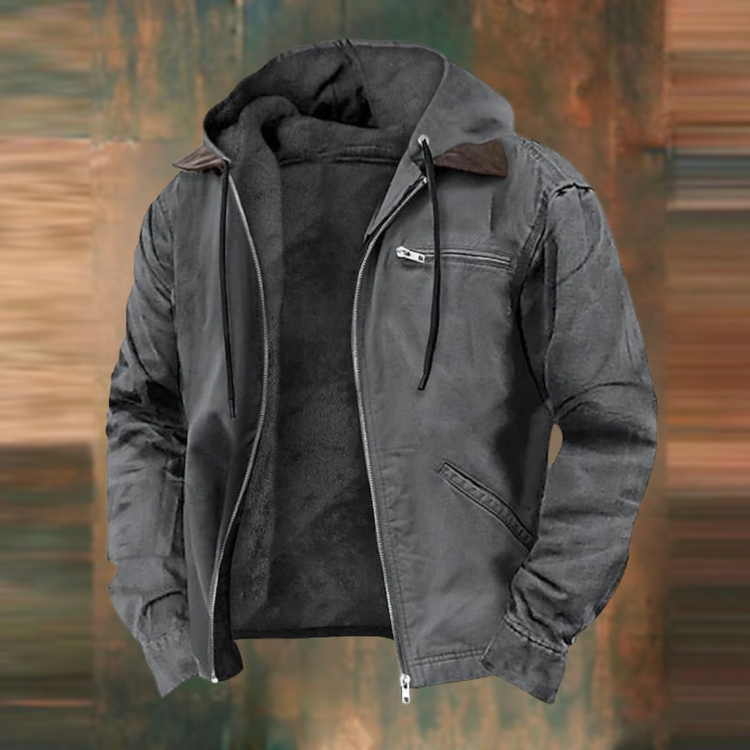 Men's lightweight hooded zip-up jacket featuring secure pockets, perfect for outdoor activities and casual wear. 3