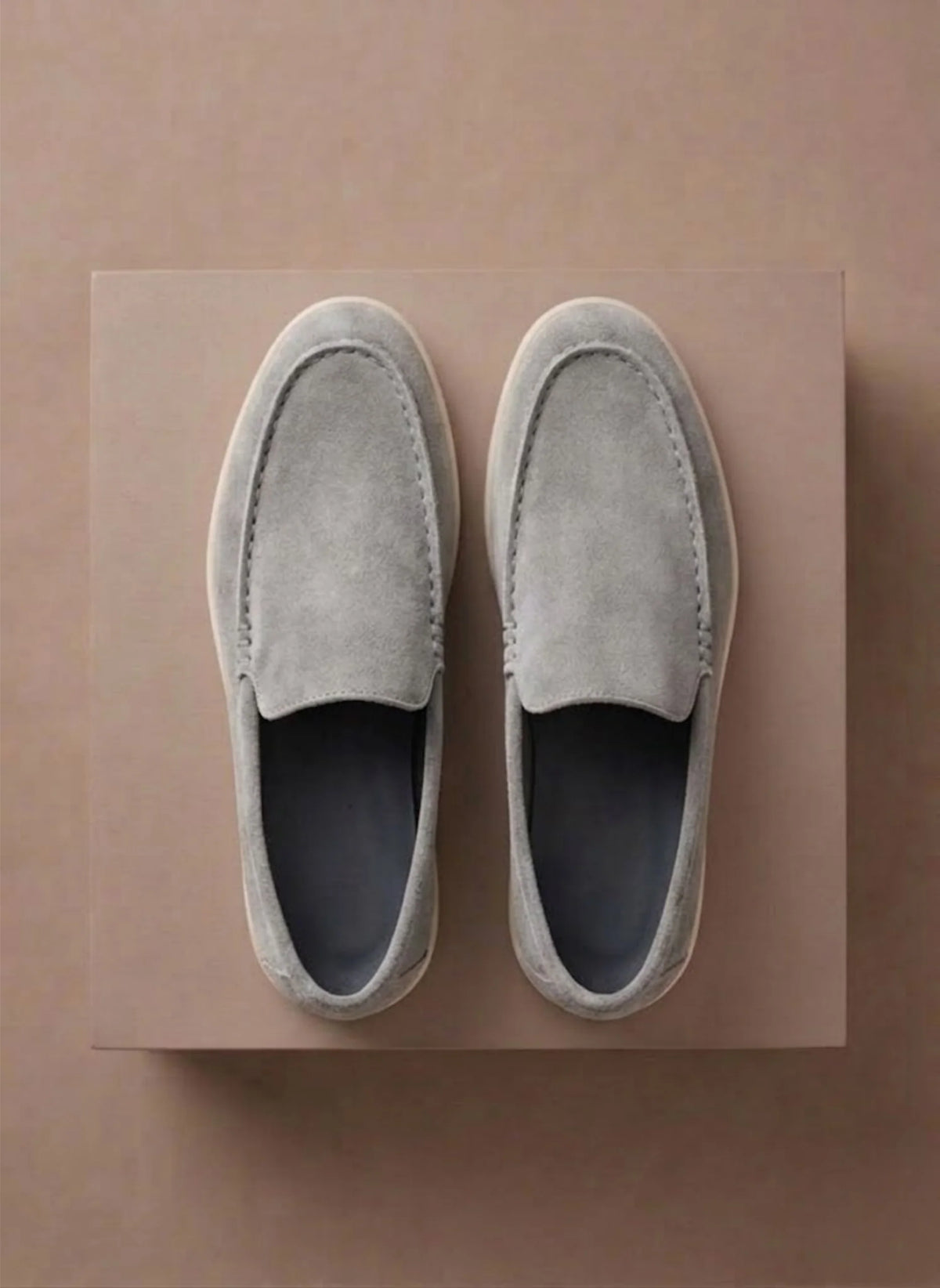 Men's Lightweight Slip-On Brown Loafers with Breathable Knit Upper 7