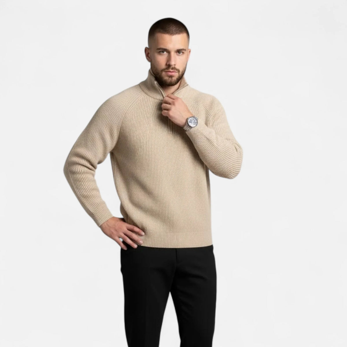 Men's Loose-Fit Knitted Sweater in Soft Fine-Knit Fabric 1