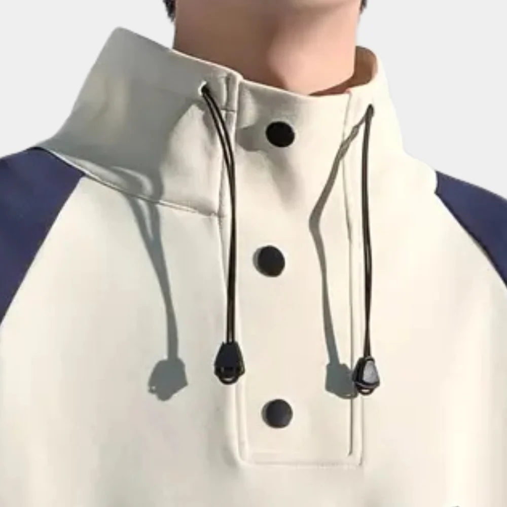 Men's Pullover Sweatshirt with Stand-Up Collar and Printed Front 3