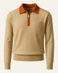 Men's Quarter Zip Sweater with Chest Pocket and Structured Collar 0