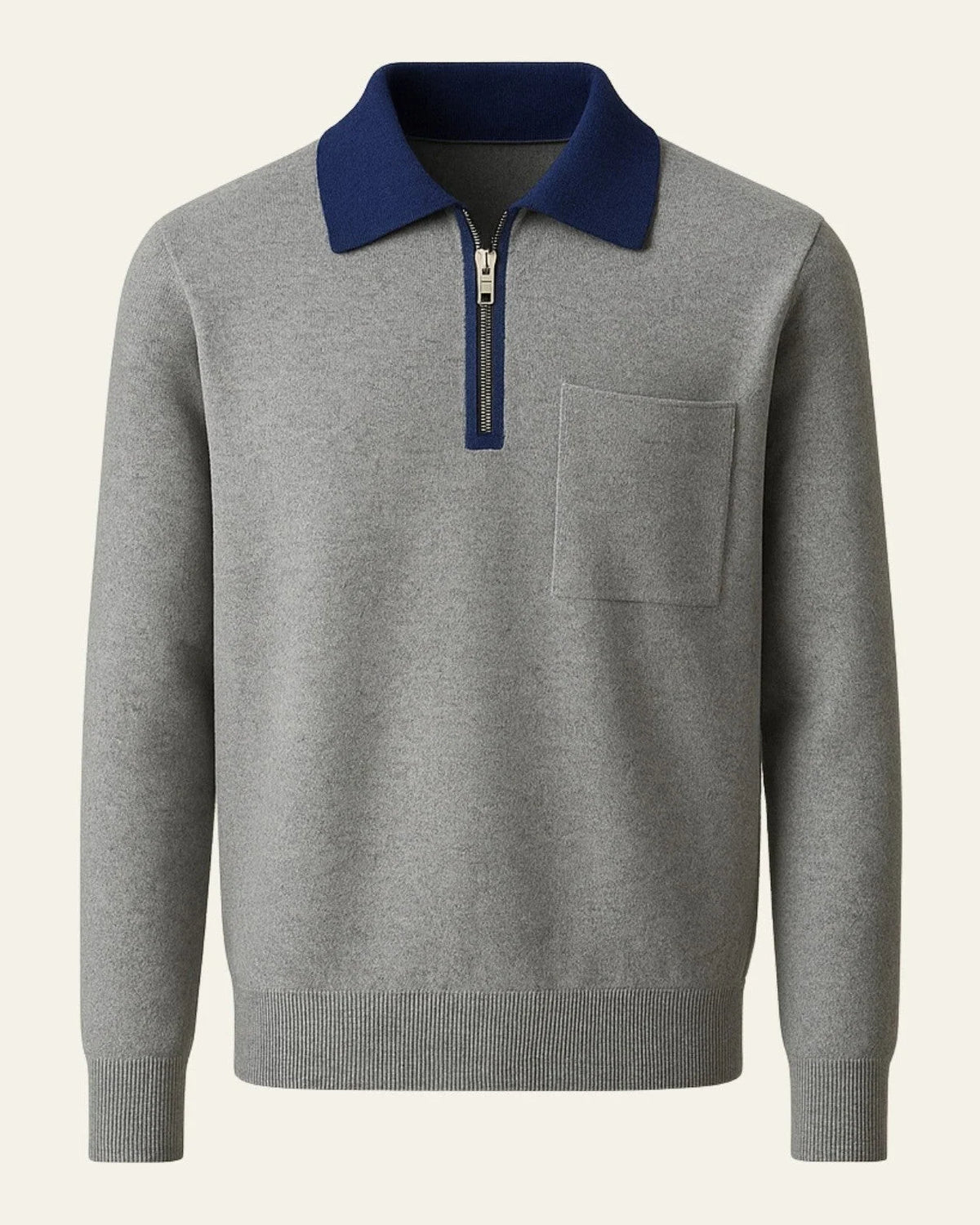 Men's Quarter Zip Sweater with Chest Pocket and Structured Collar 1