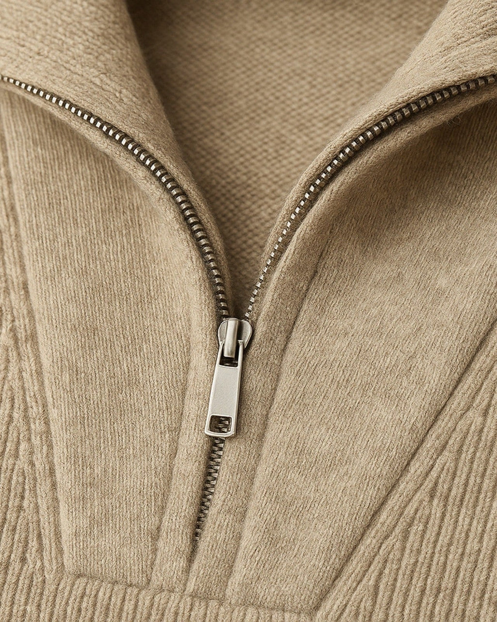 Men's Ribbed Half-Zip Sweater with Stand-Up Collar for Everyday Wear 3