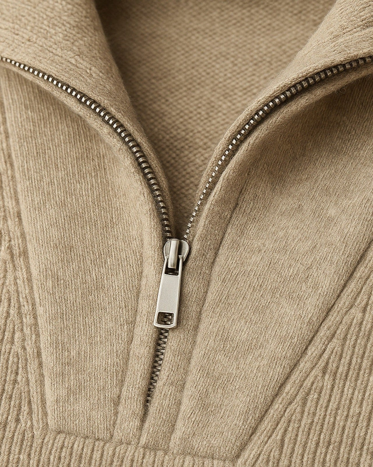 Men's Ribbed Half-Zip Sweater with Stand-Up Collar for Everyday Wear 3