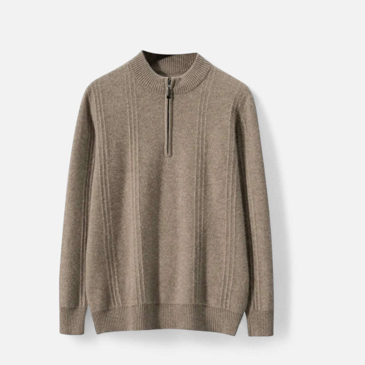 Men's Ribbed Half-Zip Sweater with Structured Fit for Cool Weather 0