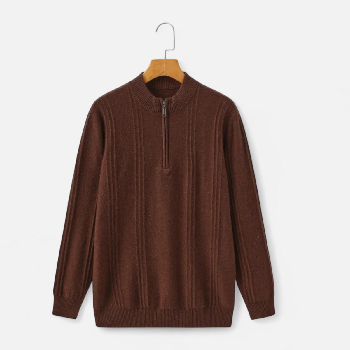 Men's Ribbed Half-Zip Sweater with Structured Fit for Cool Weather 3