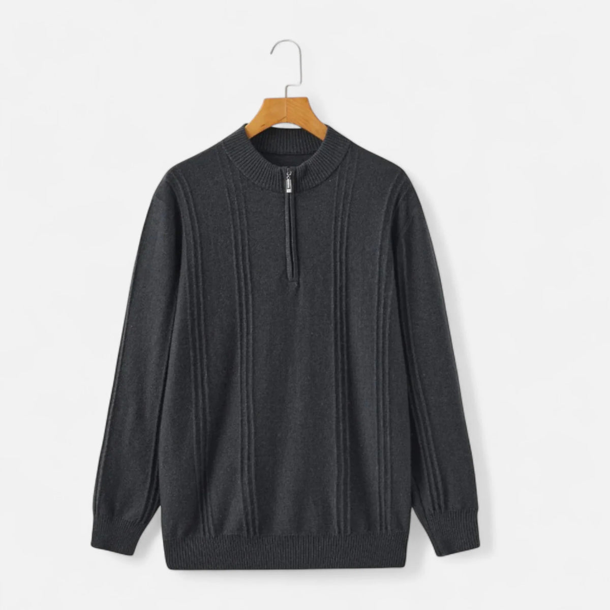 Men's Ribbed Half-Zip Sweater with Structured Fit for Cool Weather 5