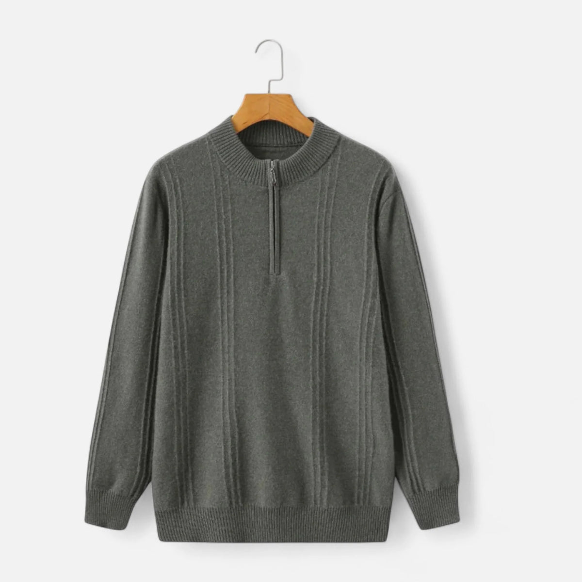 Men's Ribbed Half-Zip Sweater with Structured Fit for Cool Weather 6