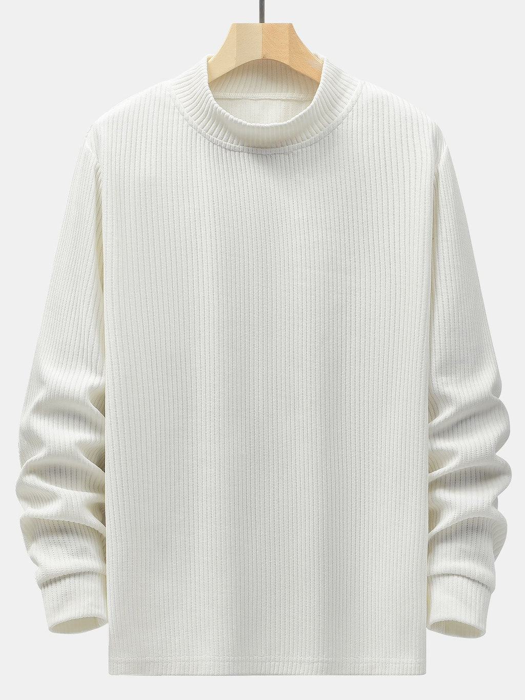Men's Ribbed Mockneck Sweater in Stretch Rayon Blend for Comfort 0