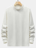 Men's Ribbed Mockneck Sweater in Stretch Rayon Blend for Comfort 0