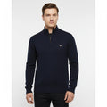 Men's Ribbed Quarter Zip Sweater with Stand-Up Collar for Everyday Wear 0