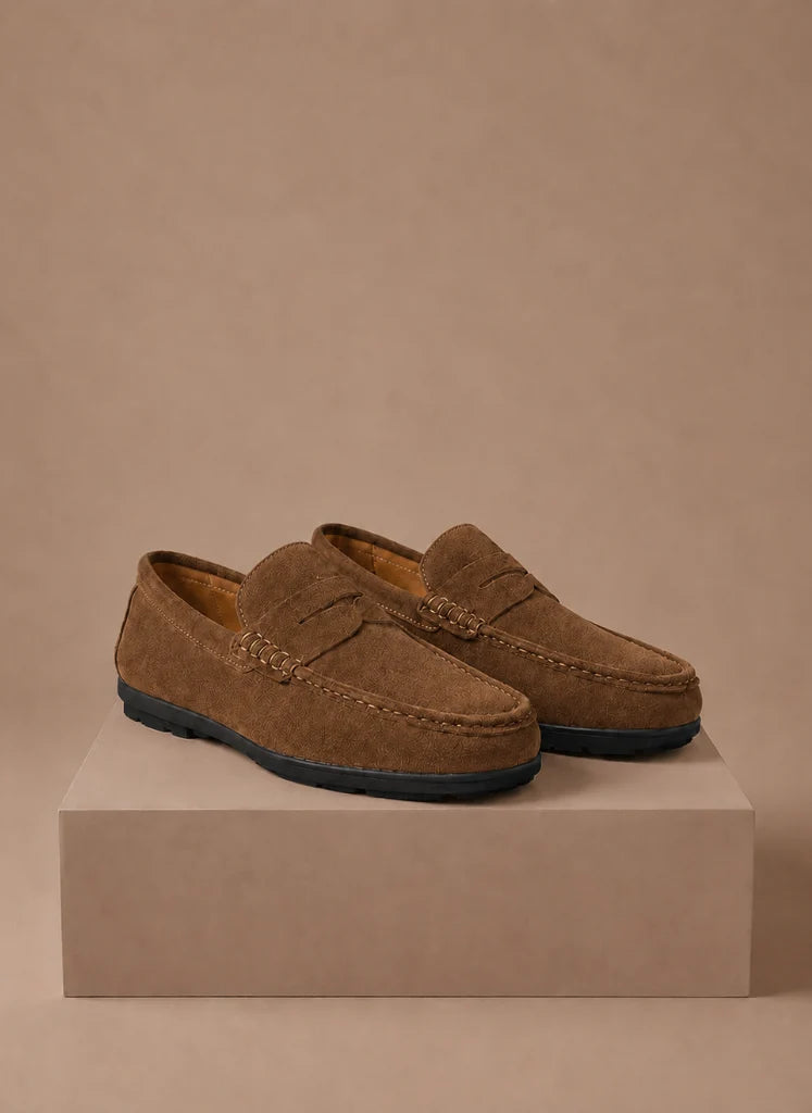 Men's Suede Loafers - Comfortable Slip-On Driving Shoes for Everyday Wear 0