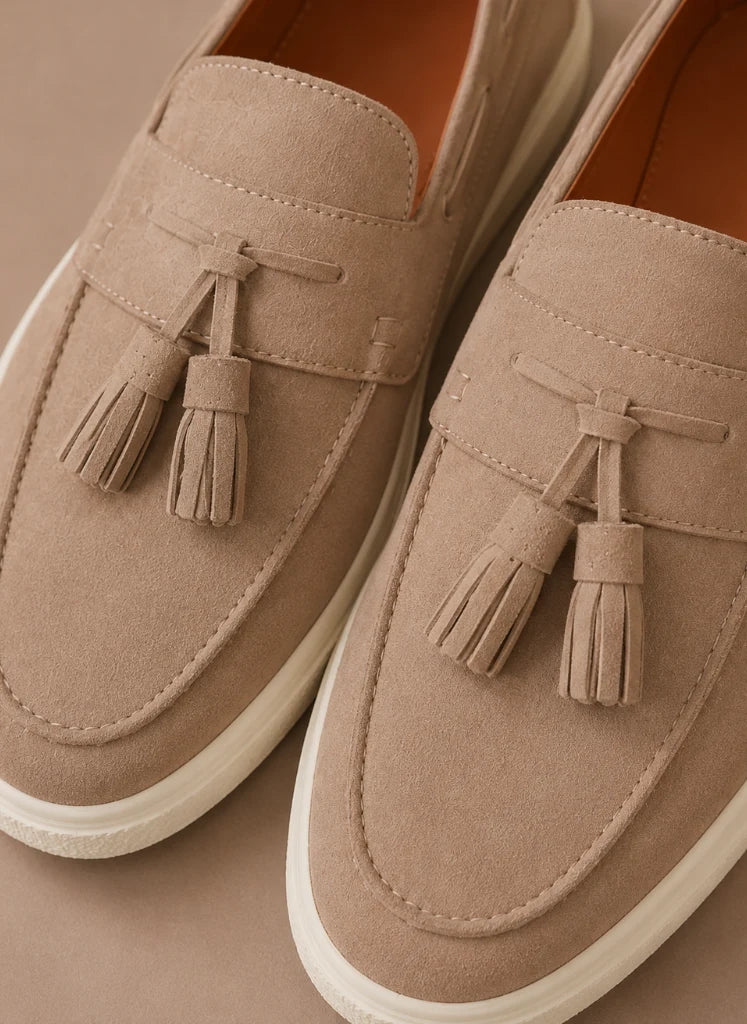 Men's Suede Loafers with Tassel Detail and Lightweight Sole 2
