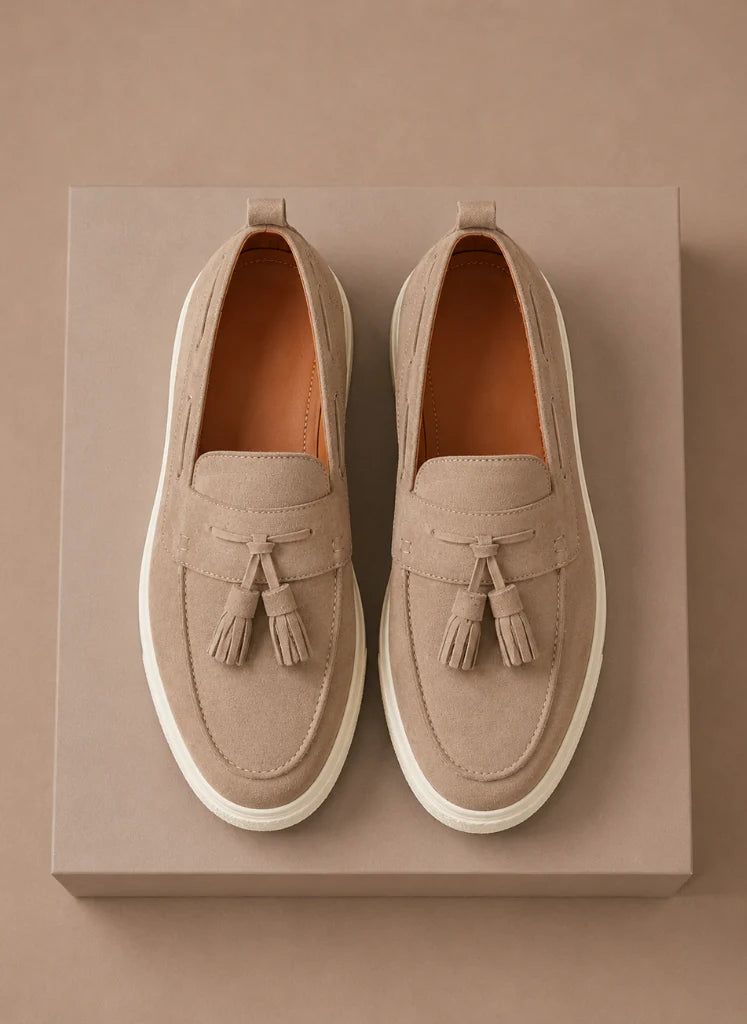 Men's Suede Loafers with Tassel Detail and Lightweight Sole 3