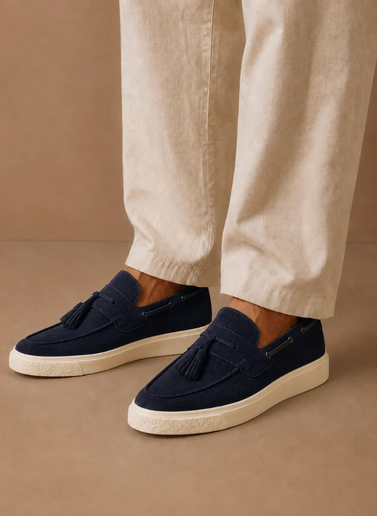 Men's Suede Loafers with Tassel Detail and Lightweight Sole 4