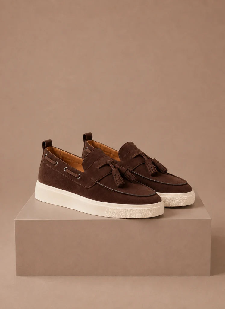 Men's Suede Loafers with Tassel Detail and Lightweight Sole 5