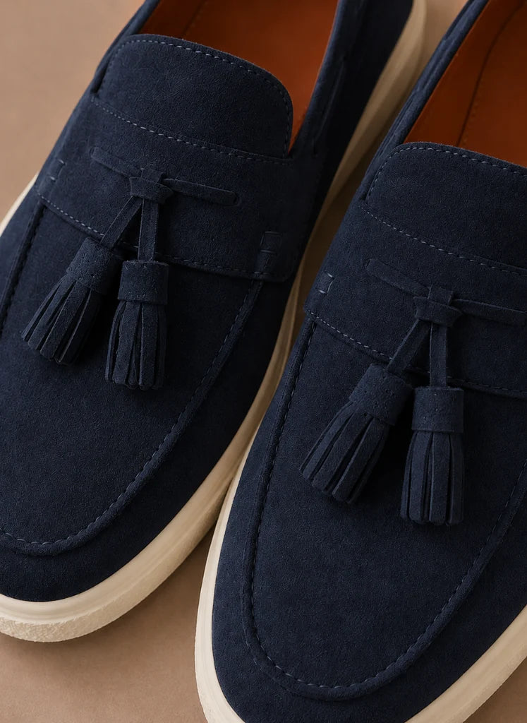 Men's Suede Loafers with Tassel Detail and Lightweight Sole 8