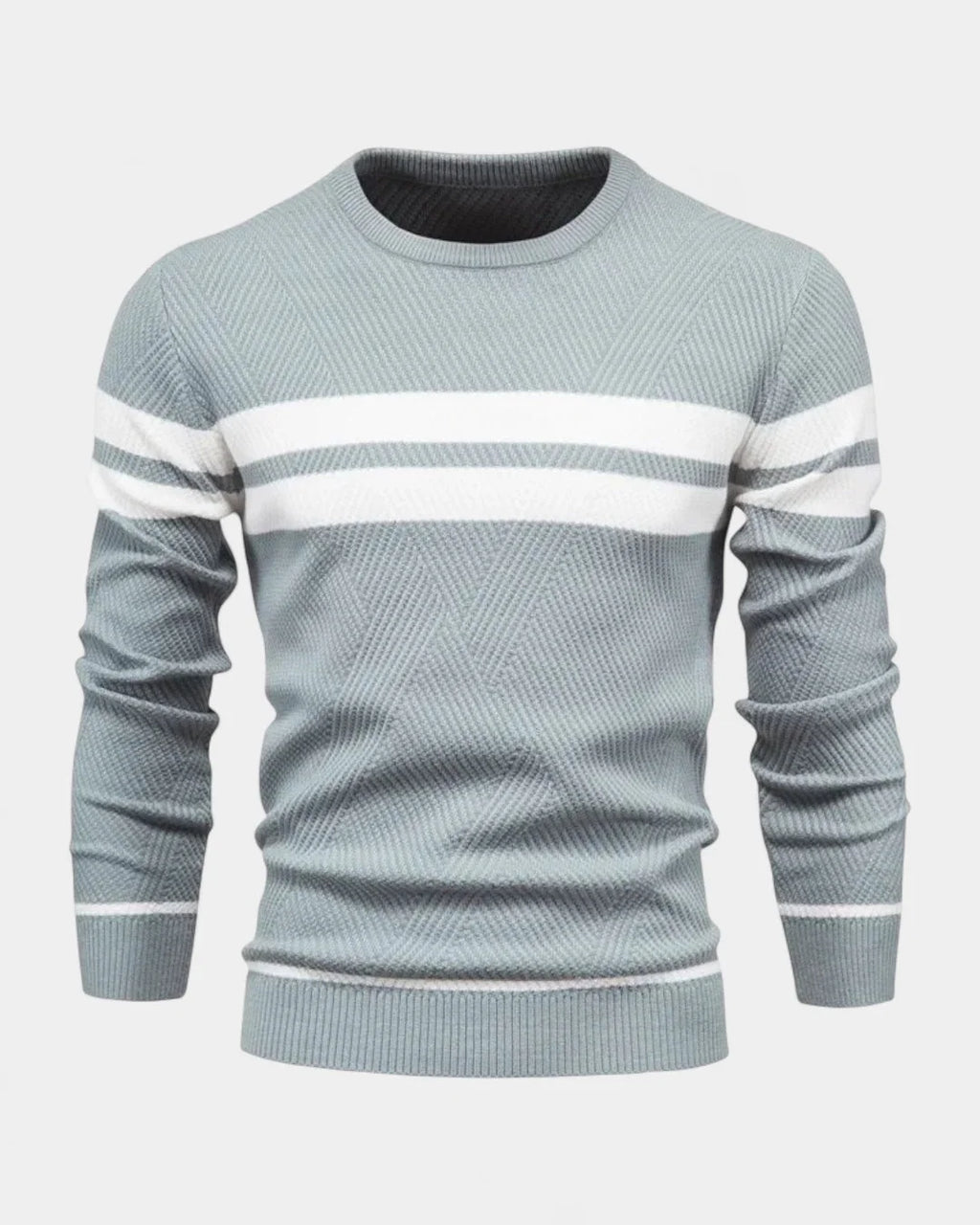 Men's Textured Crew Neck Sweater in Regular Fit for Autumn and Winter 0