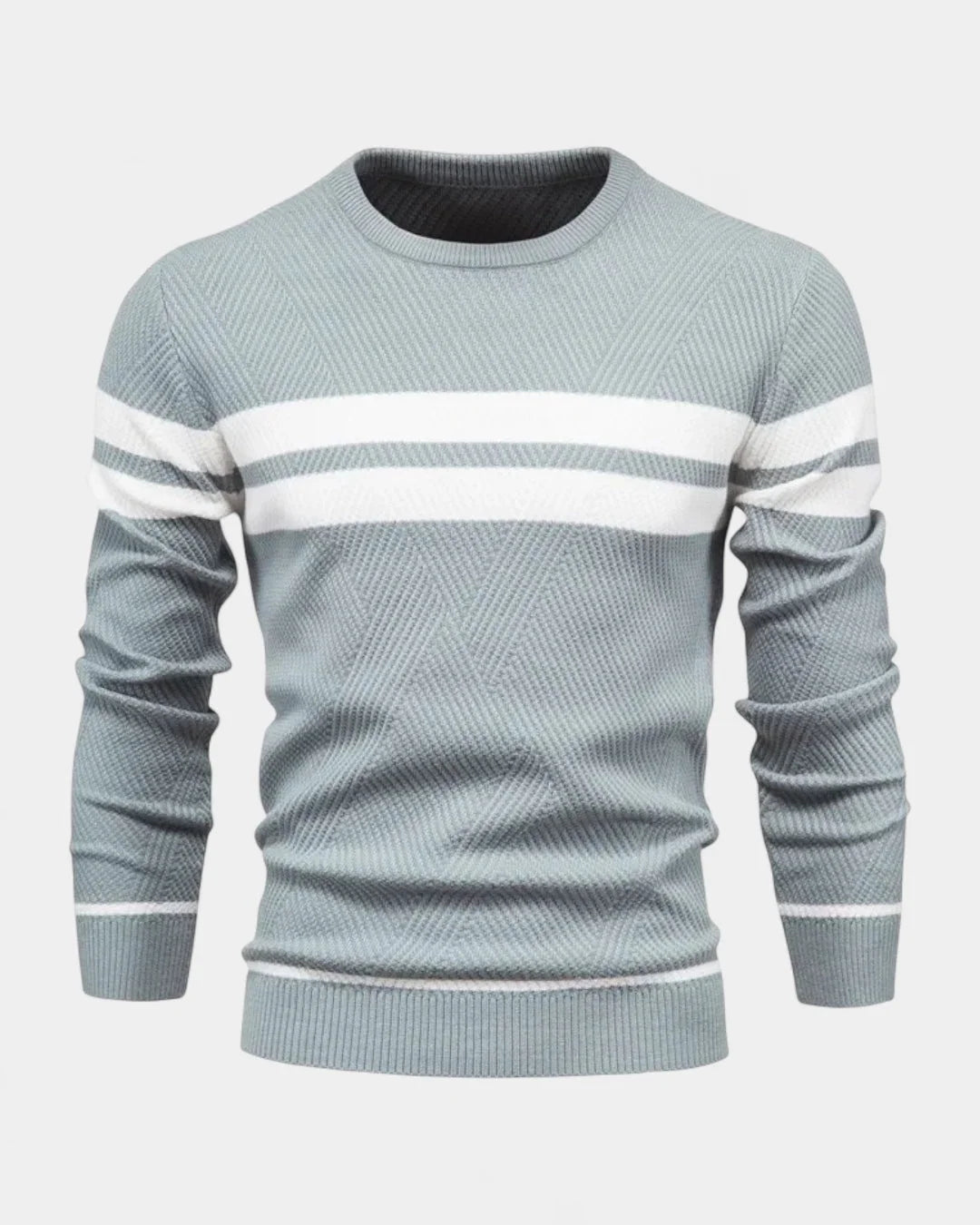 Men's Textured Crew Neck Sweater in Regular Fit for Autumn and Winter 0