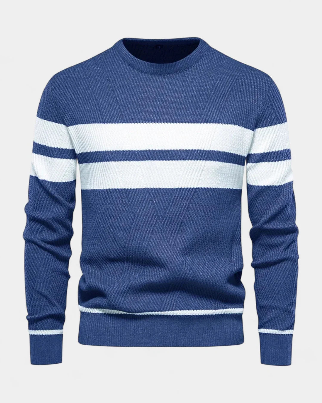 Men's Textured Crew Neck Sweater in Regular Fit for Autumn and Winter 1