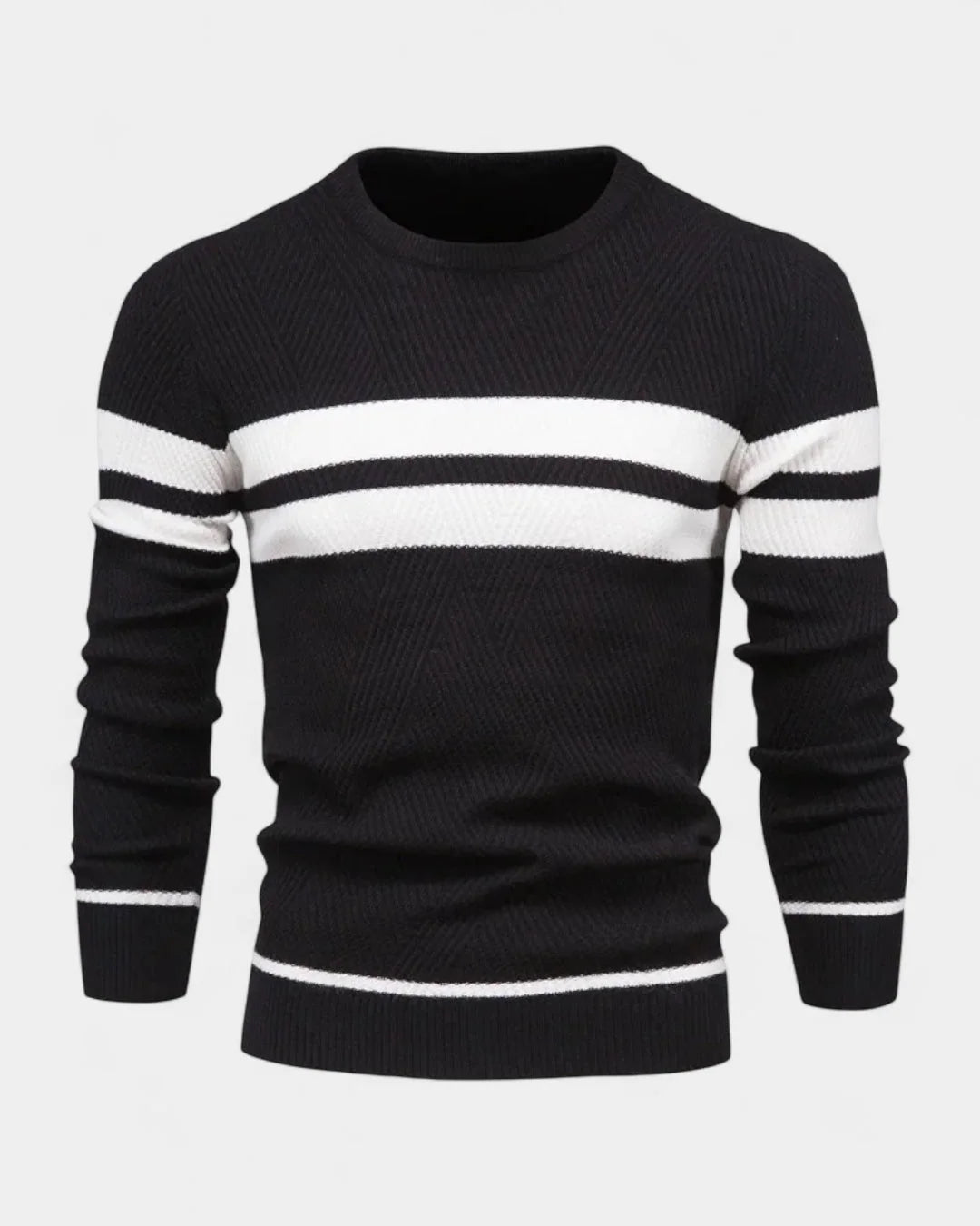 Men's Textured Crew Neck Sweater in Regular Fit for Autumn and Winter 2