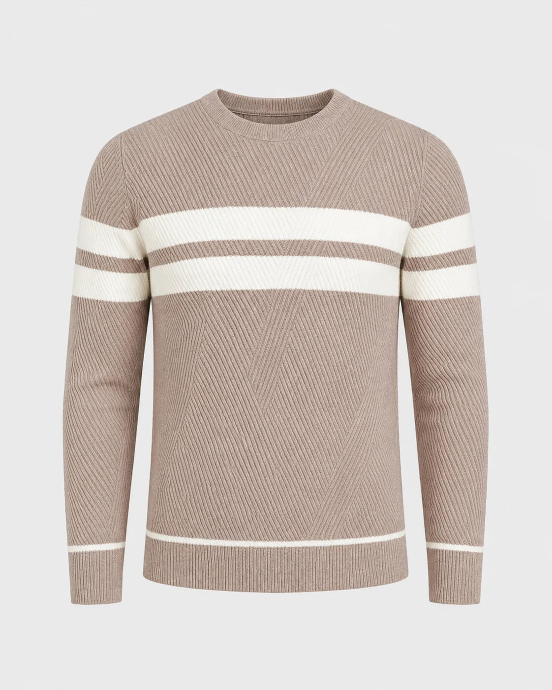 Men's Textured Crew Neck Sweater in Regular Fit for Autumn and Winter 3