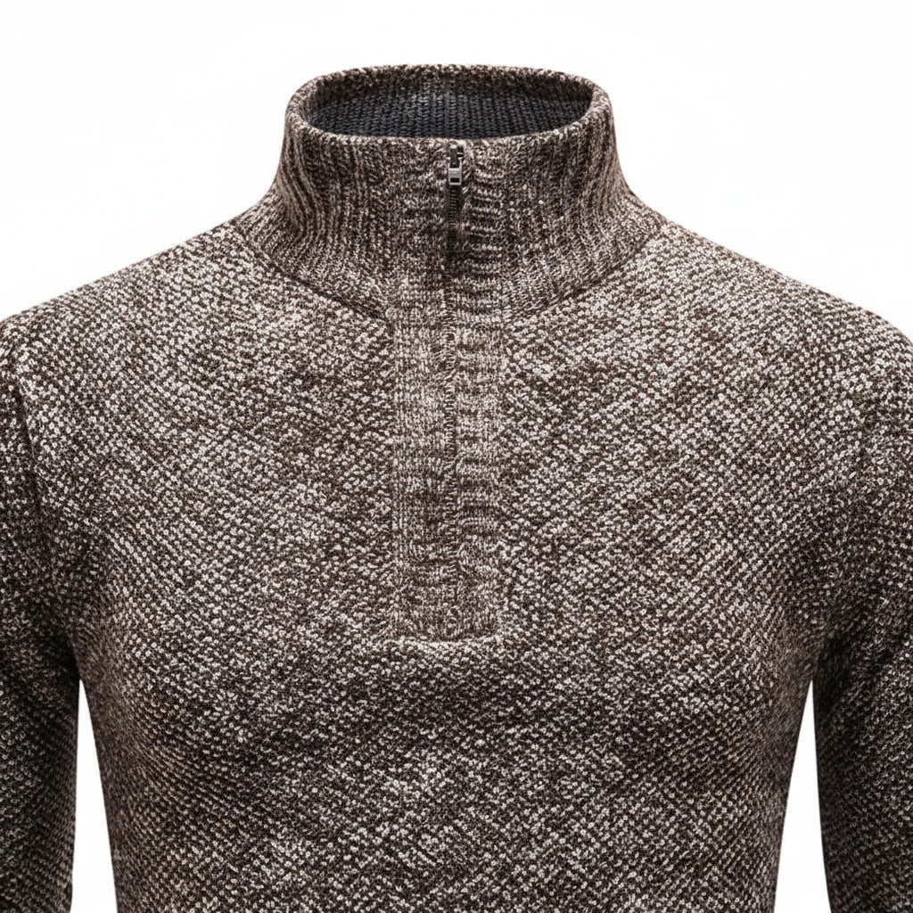 Men's Textured Half-Zip Sweater with Stand-Up Collar for Layering 7