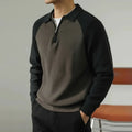 Men's Zip-Up Knitted Polo Sweater with Raglan Sleeves 0