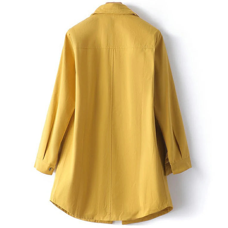 Midi Trench Coat for Women with Stand-Up Collar and Flattering Fit 1