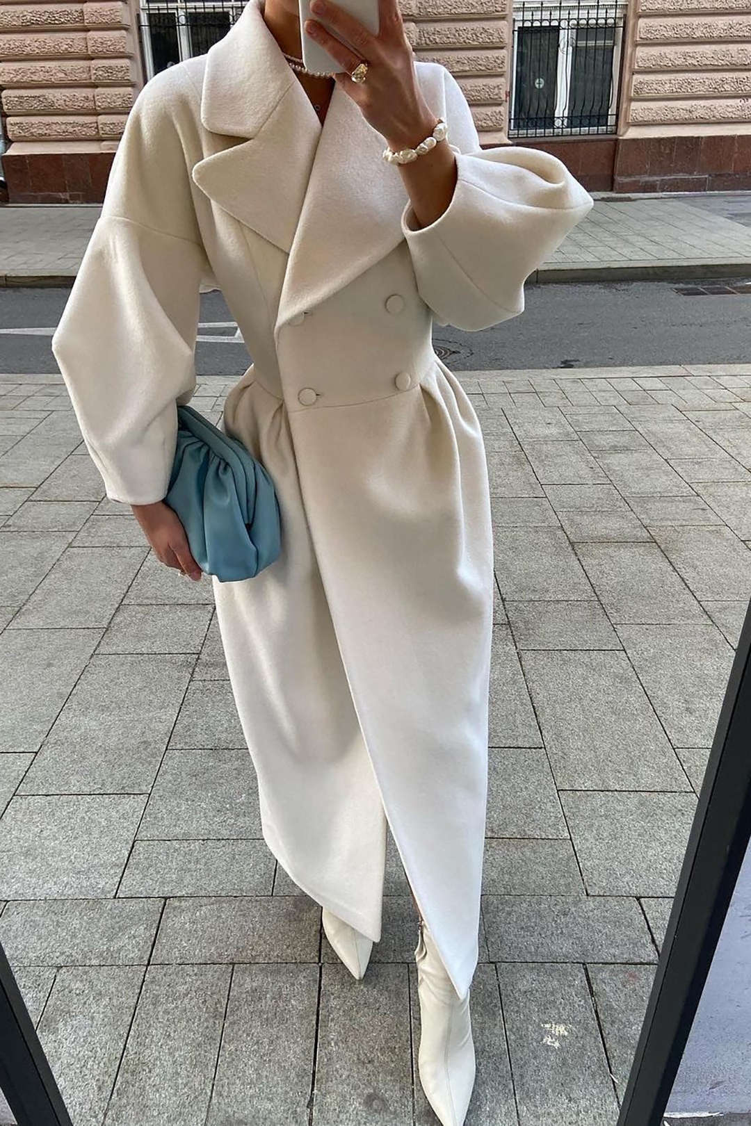 Midi Trench Coat with Double-Button Closure and Slim Fit 0