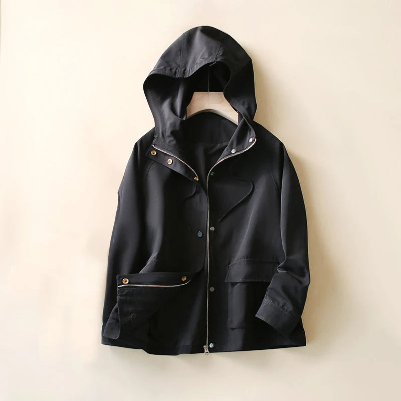 Oversized Hooded Trench Coat with Soft Warm Fabric 0
