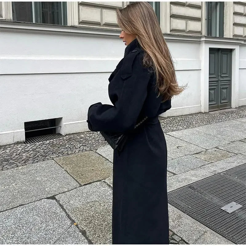 Oversized Long Winter Coat for Women with Double-Breasted Closure 4