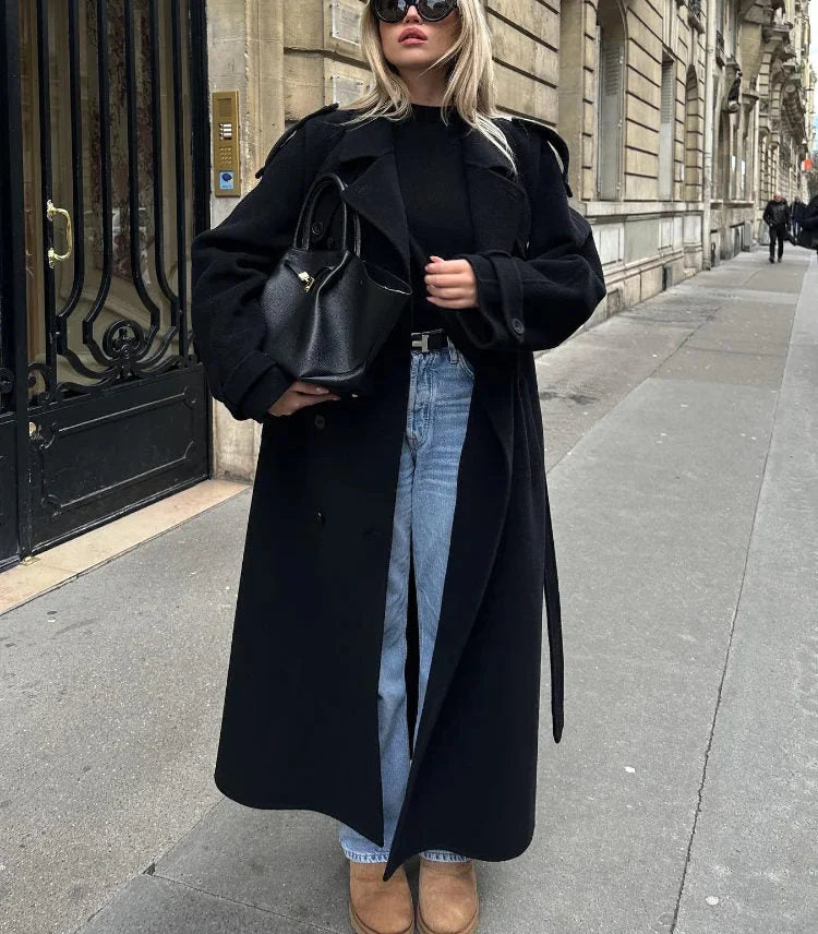 Oversized Long Winter Coat for Women with Double-Breasted Closure 5