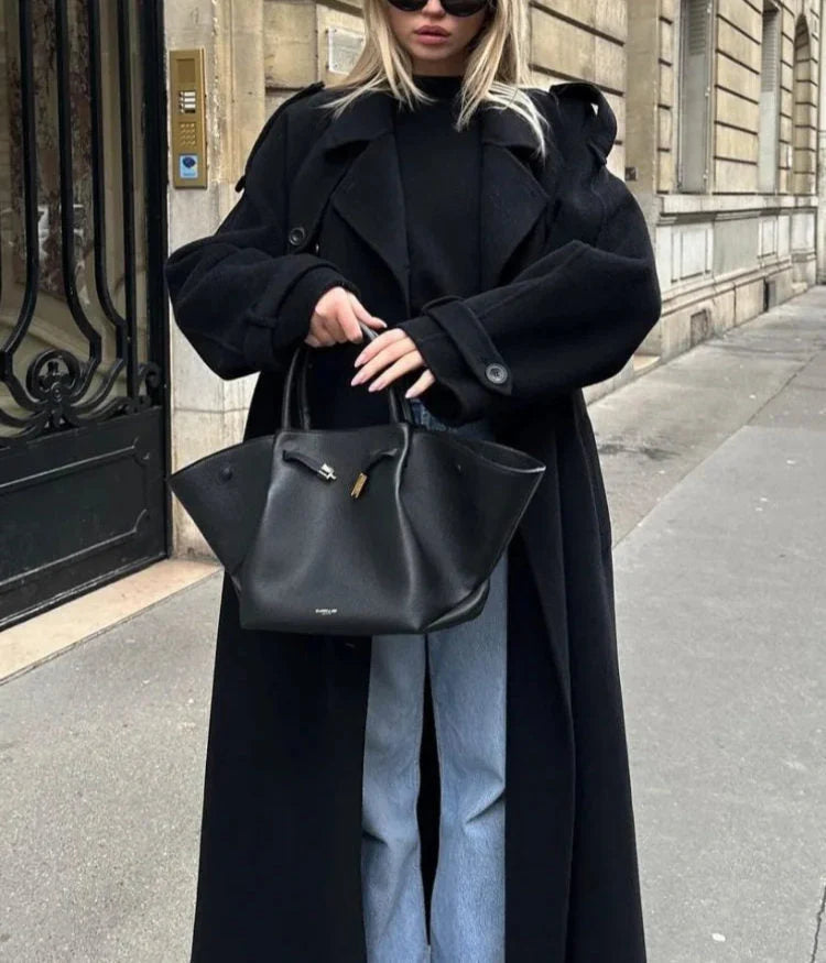 Oversized Long Winter Coat for Women with Double-Breasted Closure 6