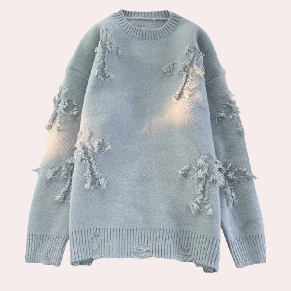 Oversized Men's Crew Neck Sweater with Unique Print Detail 0