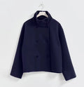Oversized Short Women's Coat with Button Closure for Versatile Styling 0