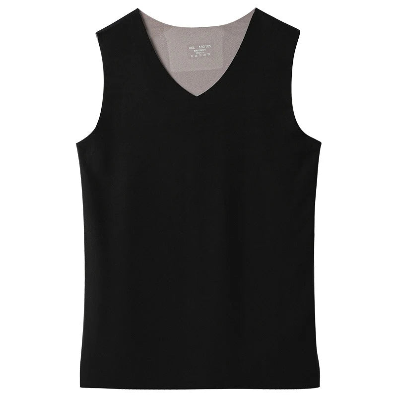 Reversible Men's Thermal Velvet Vest with V-Neck for Layering 0