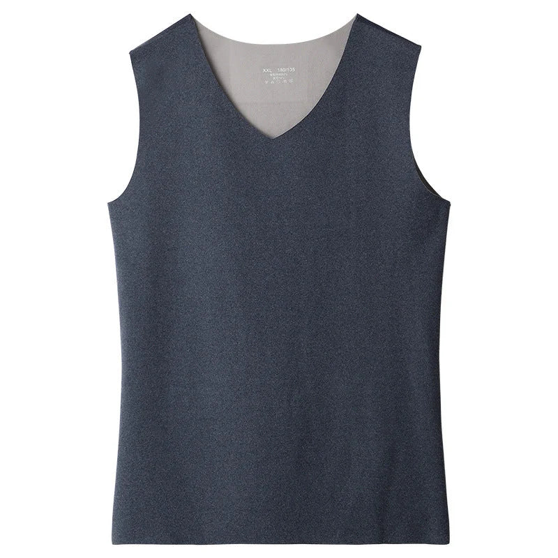 Reversible Men's Thermal Velvet Vest with V-Neck for Layering 3