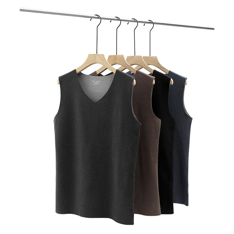 Reversible Men's Thermal Velvet Vest with V-Neck for Layering 4