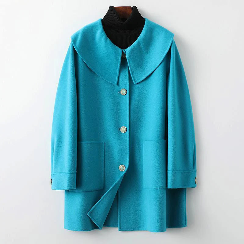 Reversible Mid-Length Wool Coat for Women - Sleek and Versatile Style 1