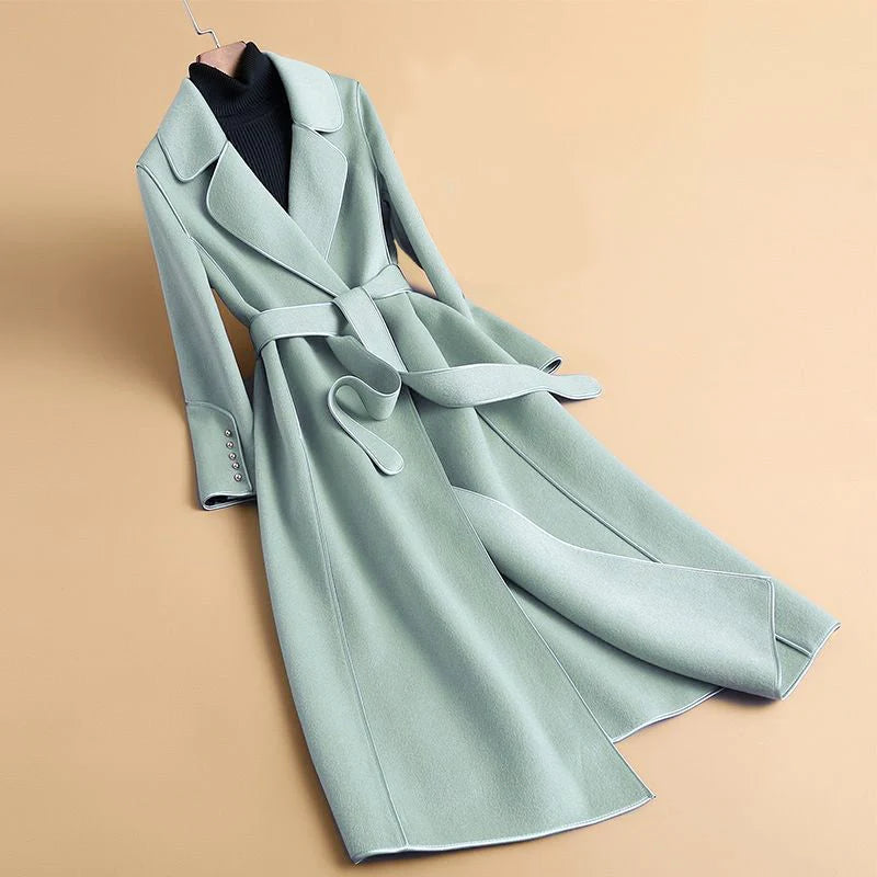 Reversible Slim Fit Long Trench Coat with Waist Belt 4