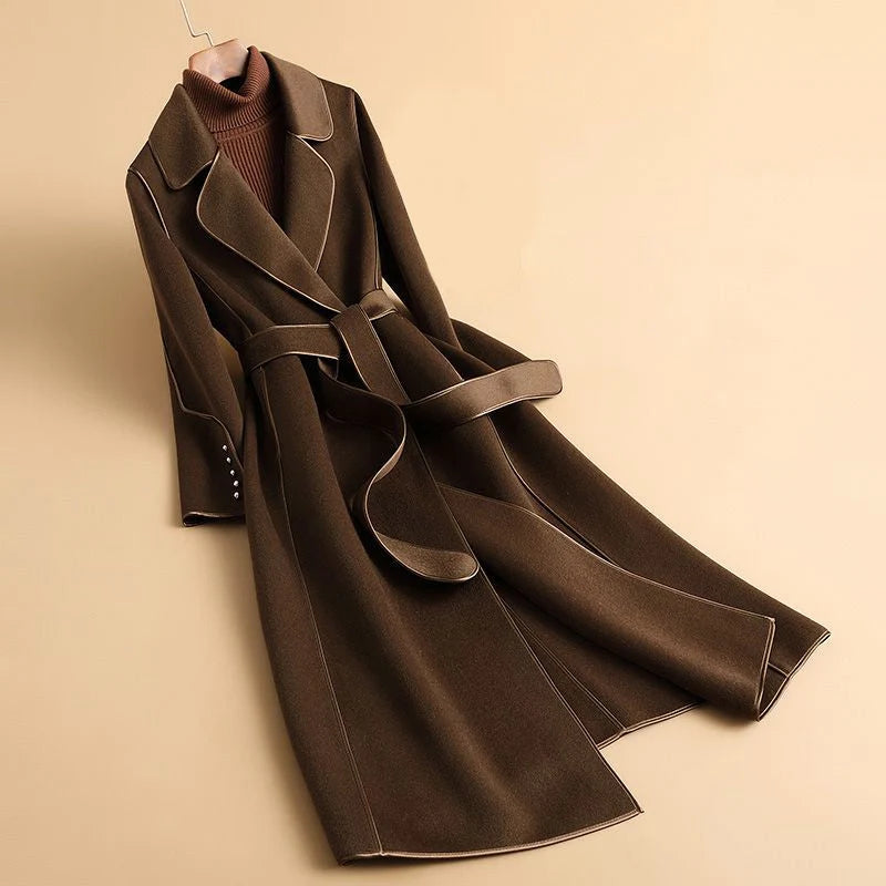 Reversible Slim Fit Long Trench Coat with Waist Belt 5
