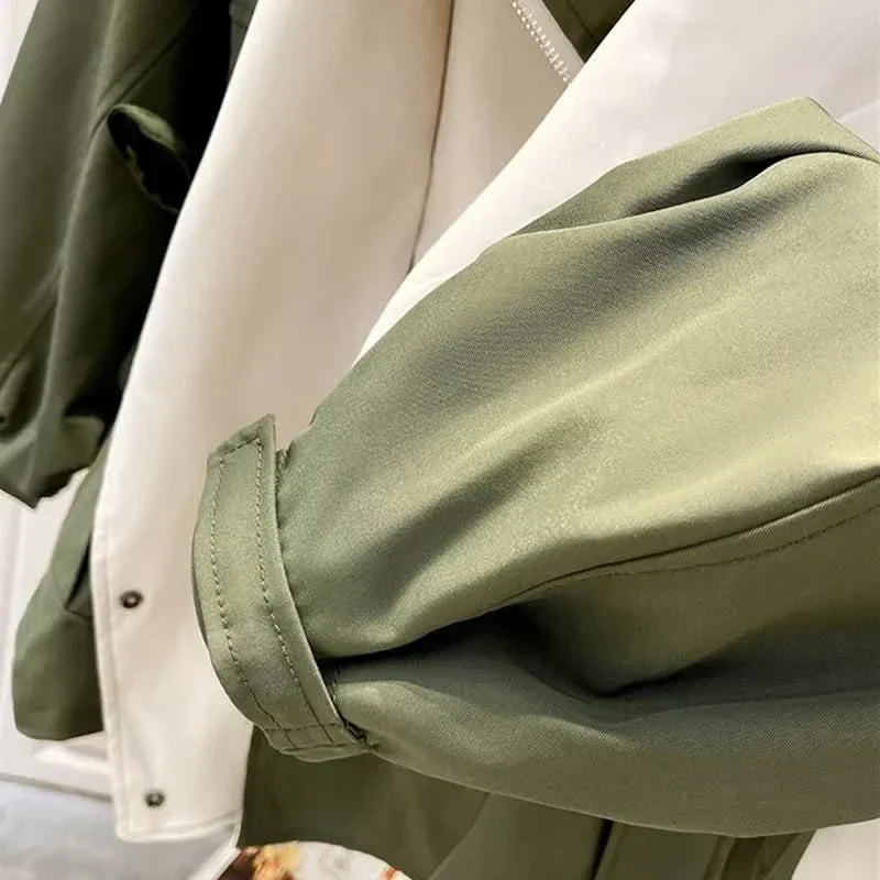 Two-Tone Short Hooded Jacket