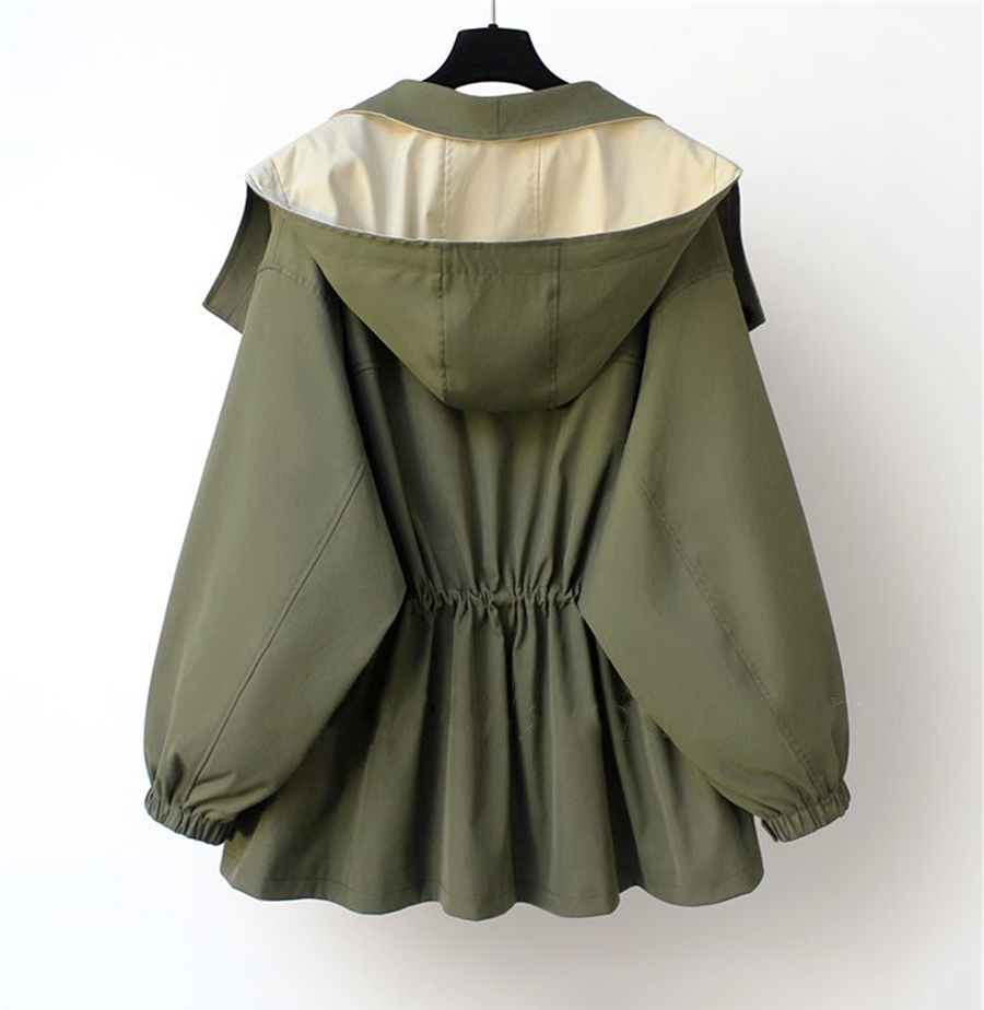Two-Tone Short Hooded Jacket